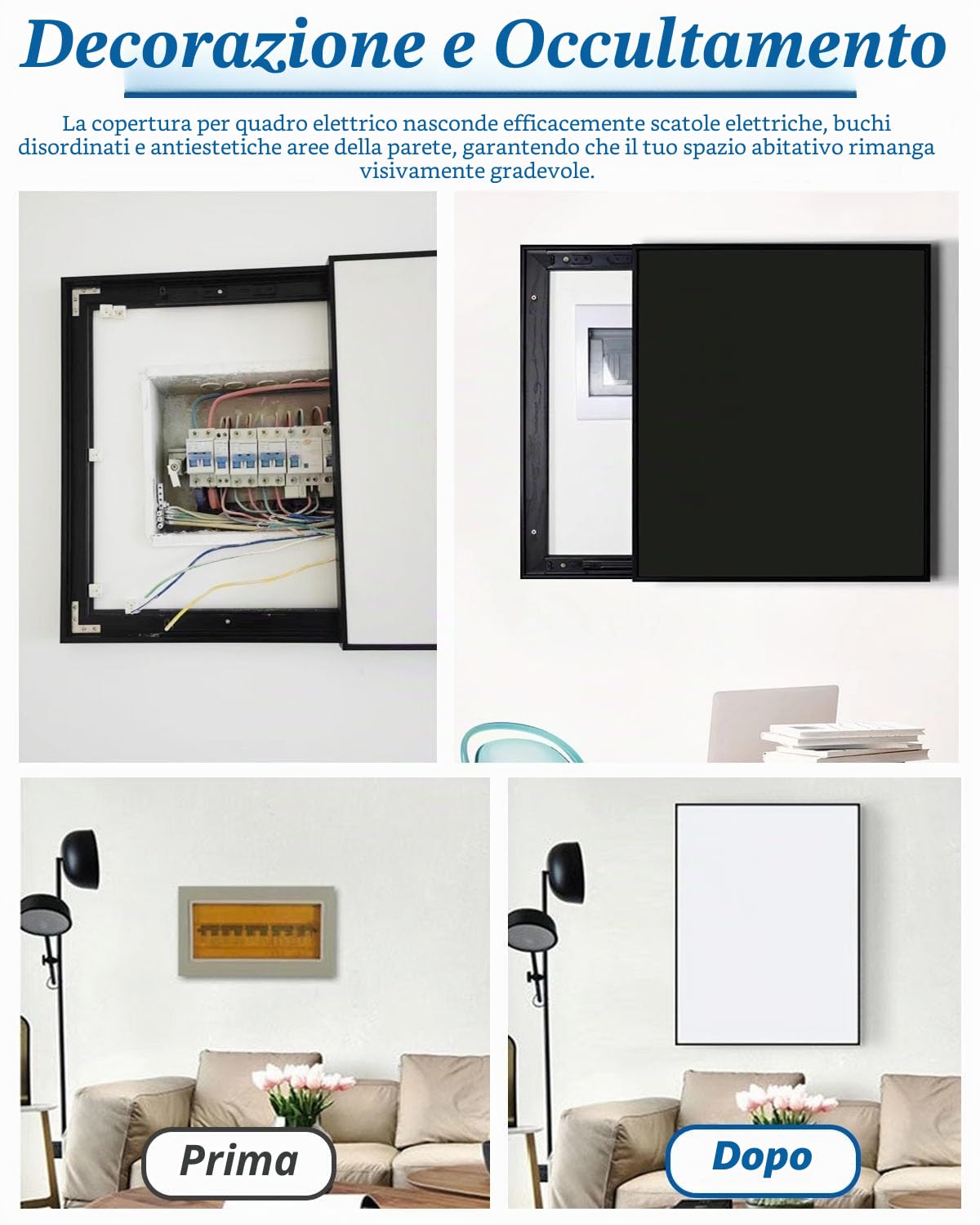 Copri quadro elettrico Coperchio Scorrevole Decorativo per Scatola Fusibili, Coperchio per Scatola Contatori Largo 30, 40, 50, 60 cm, Interruttore Elettrico(Style D,20x24in/50x60cm)