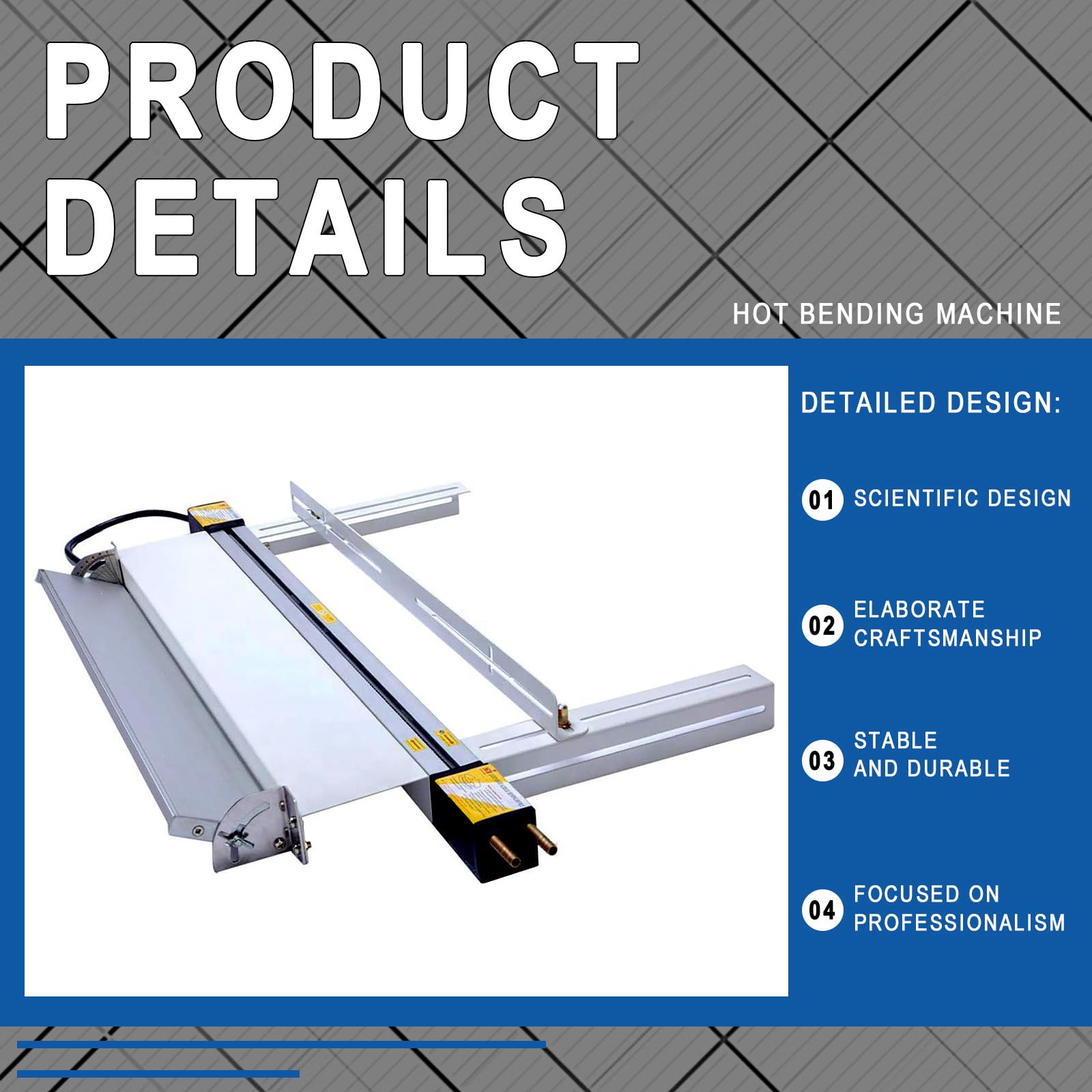 Doblador plástico del PVC de acrílico, Máquina Dobladora De Acrílico con Calefacción, con Marco De Metal Y De Posicionamiento En Ángulo para Hacer Carteles, Placas emisoras,600mm