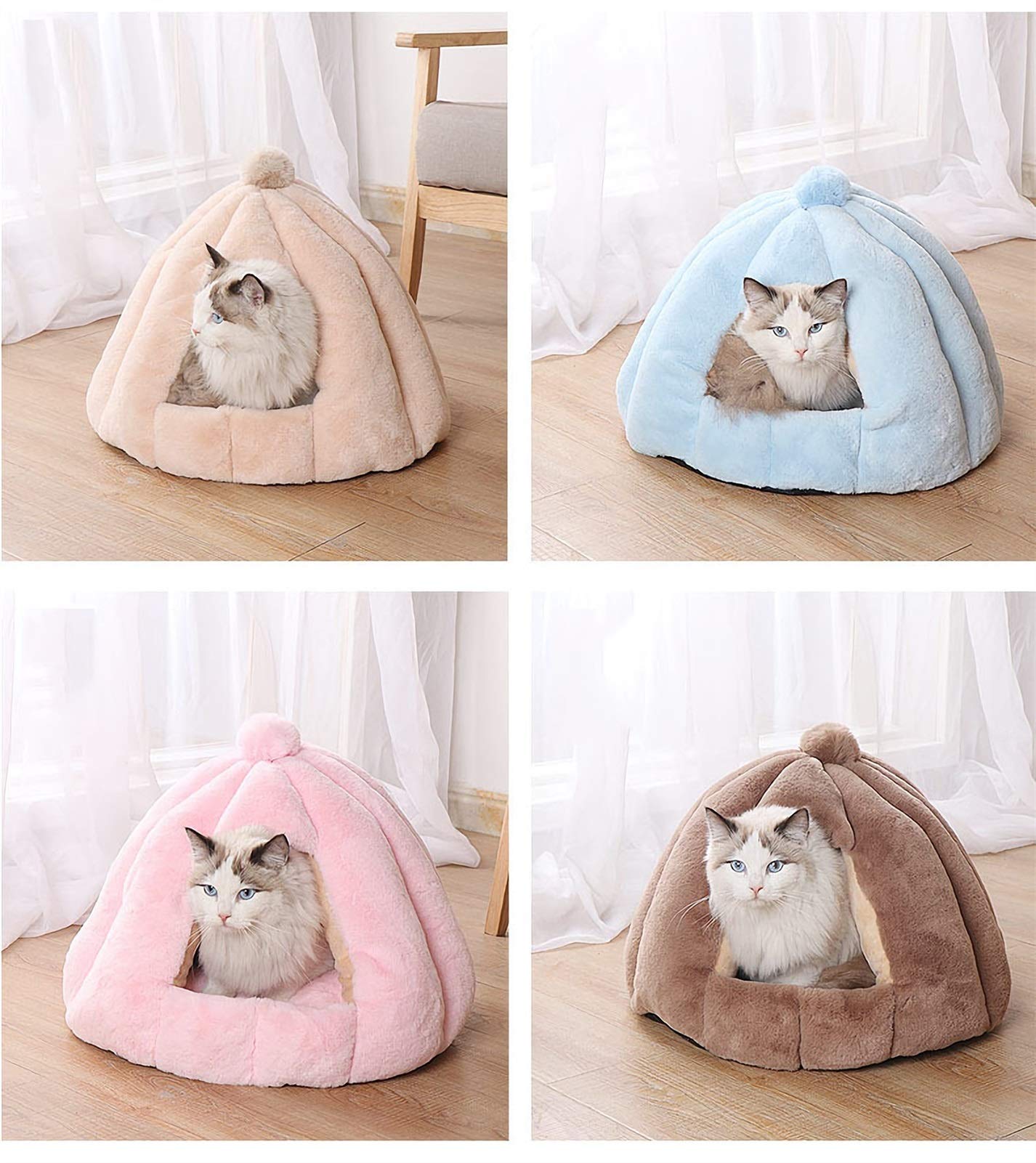 Winter Iglu Haustierbett – Flauschiges Zelt Aus Kristallsamt, Mit Abnehmbarem Kissen, Für Kleine/mittlere Katzen & Hunde