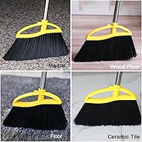 Vista 8 de Escoba de cerdas suaves para interiores, escoba angular con mango largo, escobas de barrido suave para pisos, escoba de cocina