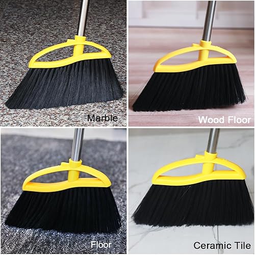 Miniatura 5 de Escoba de cerdas suaves para interiores con mango largo, escoba de barrido suave para pisos, escoba de cocina