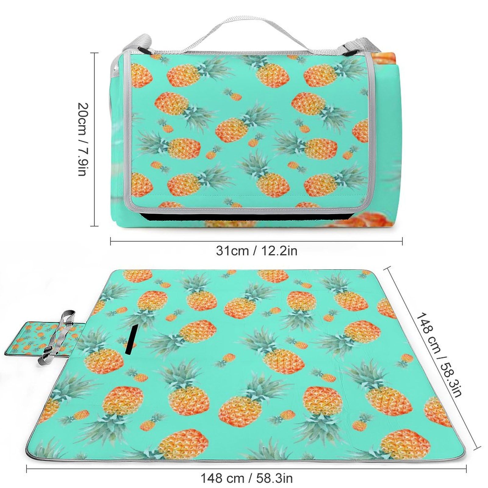 3D Stampa PineMela Contesto Coperta Picnic Impermeabile Stuoia Spiaggia Pieghevole Coperta Da Picnic Per Spiaggia Campeggio Pic-nic Attività All'aperto 148x148cm