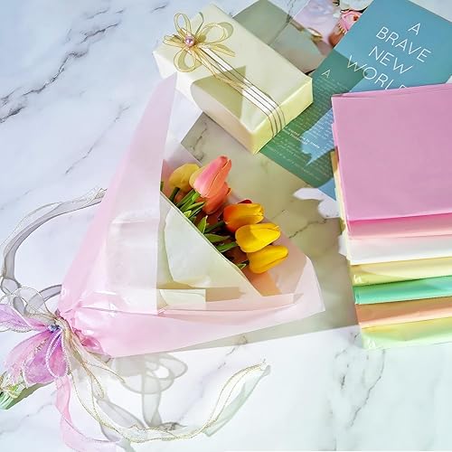 Miniatura 4 de Papel de seda para bolsas de regalo, 105 hojas de 7 colores metálicos surtidos de papel de seda pastel para manualidades de embalaje, papel de
