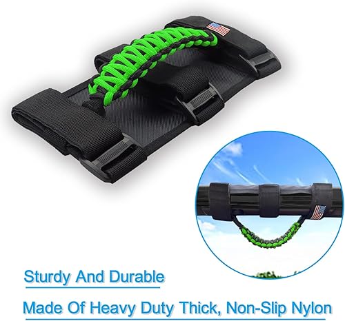 Miniatura 25 de Asas de agarre de barra antivuelco de cuerda de paracaídas prémium para Jeep Wrangler YJ TJ JK JKU JL JLU Sports Sahara Freedom Rubicon Unlimited X