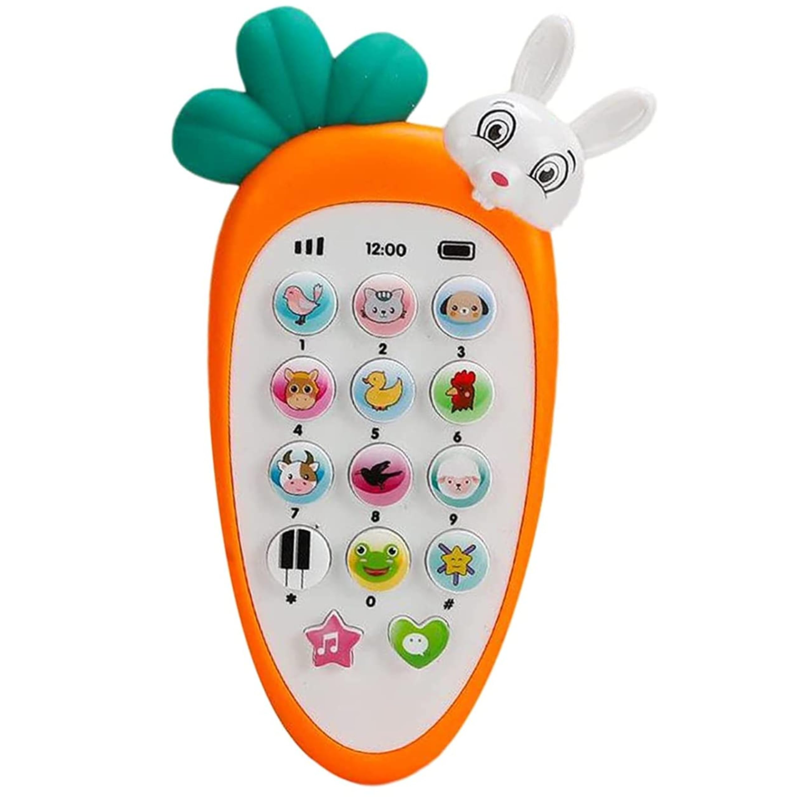 Kidocracy toyz Mobile Phone Toys for Kids Smart Phone Cordless Feature Rabbit Mobile Musical Sound Toys with Smart Light Battery Operated Birthday Gifts for Girls Boys (Yellow Carrot)