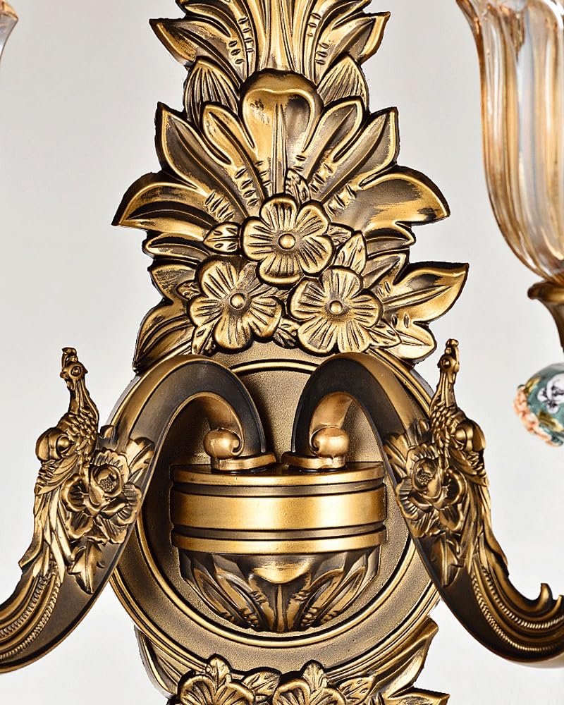 Generico Lampada da parete a forma di fiore europeo dorato