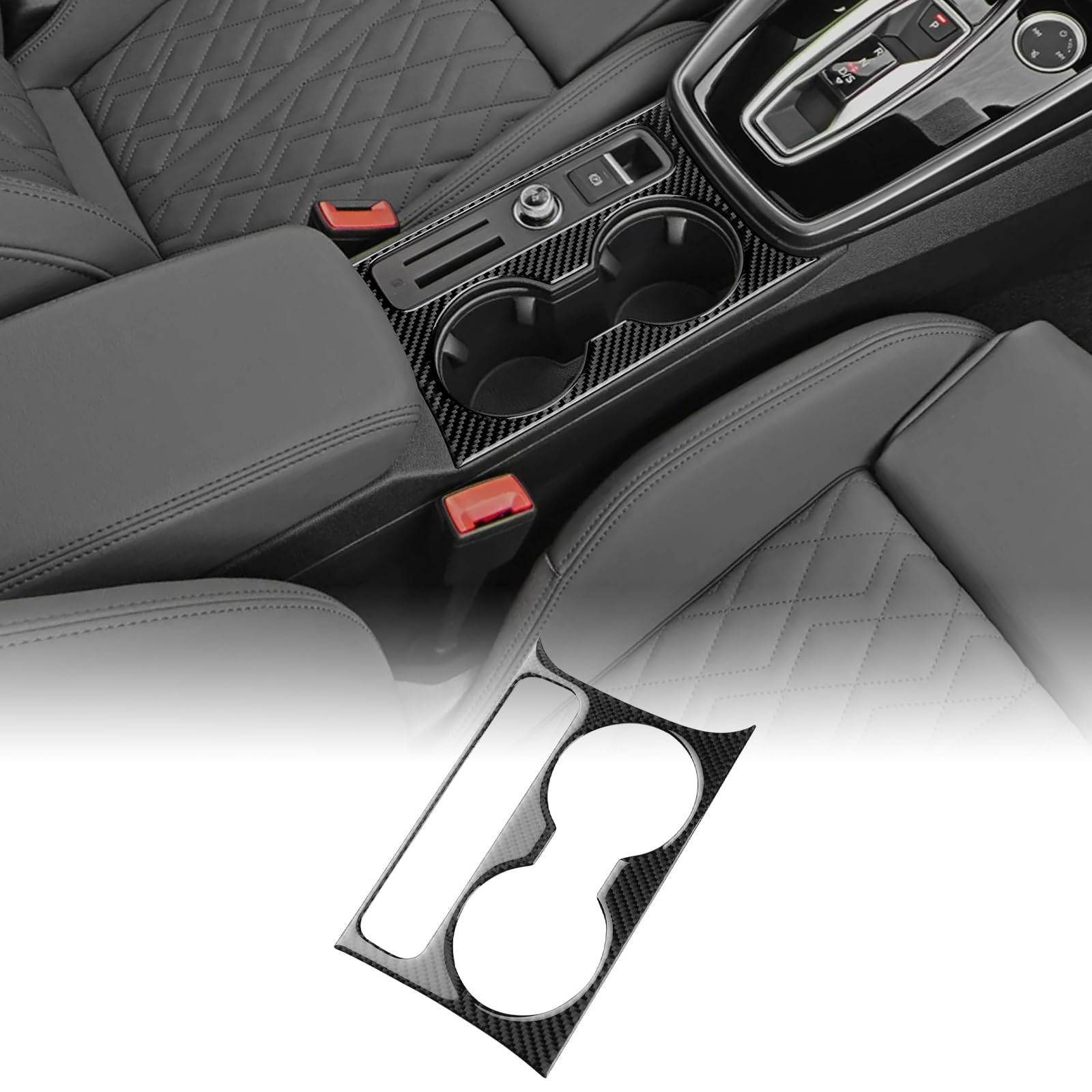 KUNGKIC Per Audi A3 S3 8Y 2025 2026 in fibra di carbonio auto controllo centralizzato copertura del portabicchieri porta bicchieri pannello adesivo interno accessorio regalo (nero)