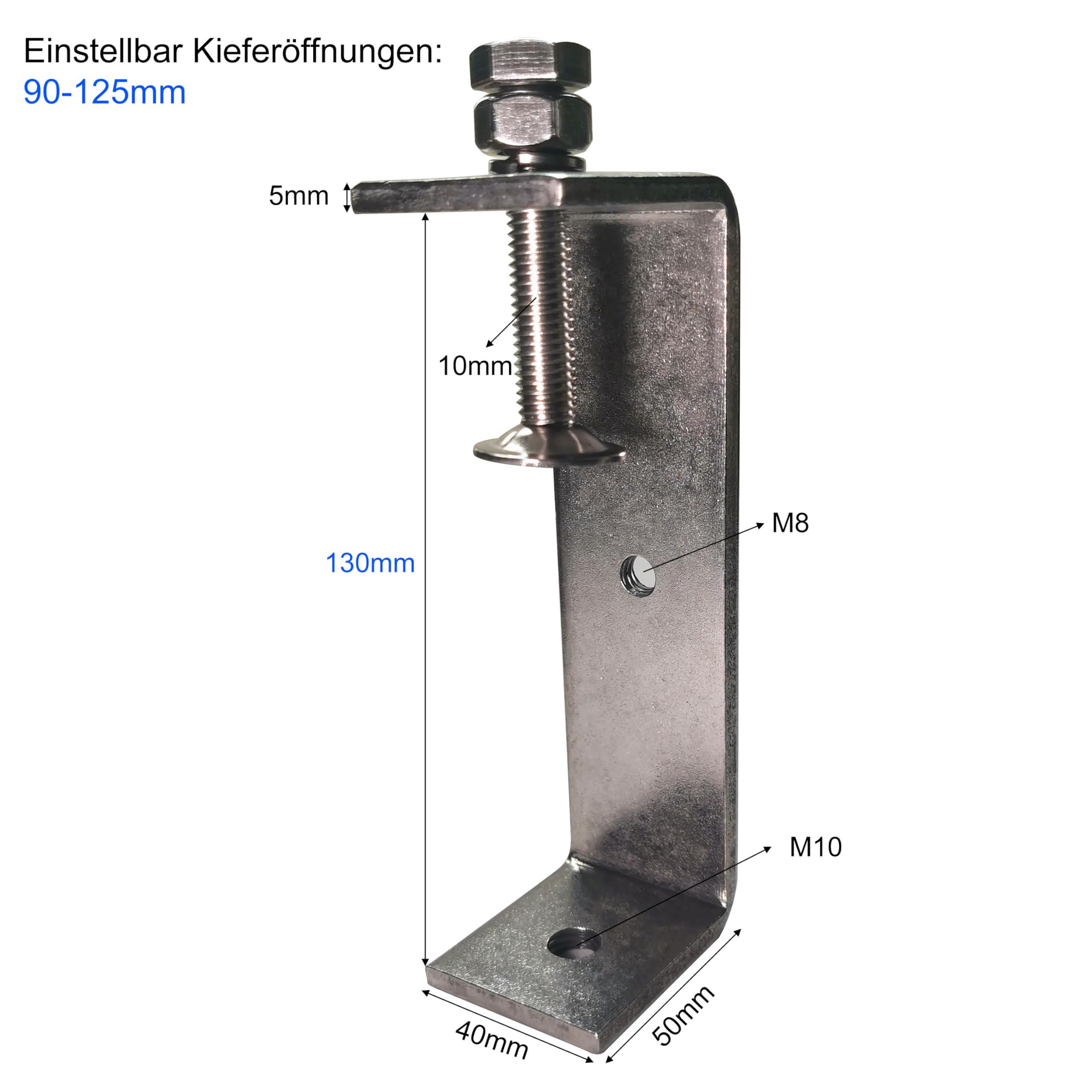 2 pièces Mini Serre-Joints en C Ouverture 130mm, Serre Joint en C Inoxydable Plage de Serrage 90-125 mm C Clamp Set, Pinces et Tendeurs pour Travail du Bois, Fabrication de Meubles, Bricolage