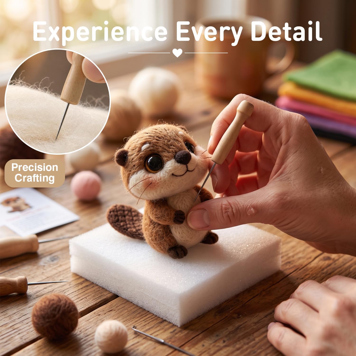 DIY Needle Felting Kit Cute Beaver – Needle Felting Starter Kit with Fiber Roving, Needles, Felting Pad & Instructions | Felted Animal Kit for Beginners Adults | DIY Craft Gift Home Decoration