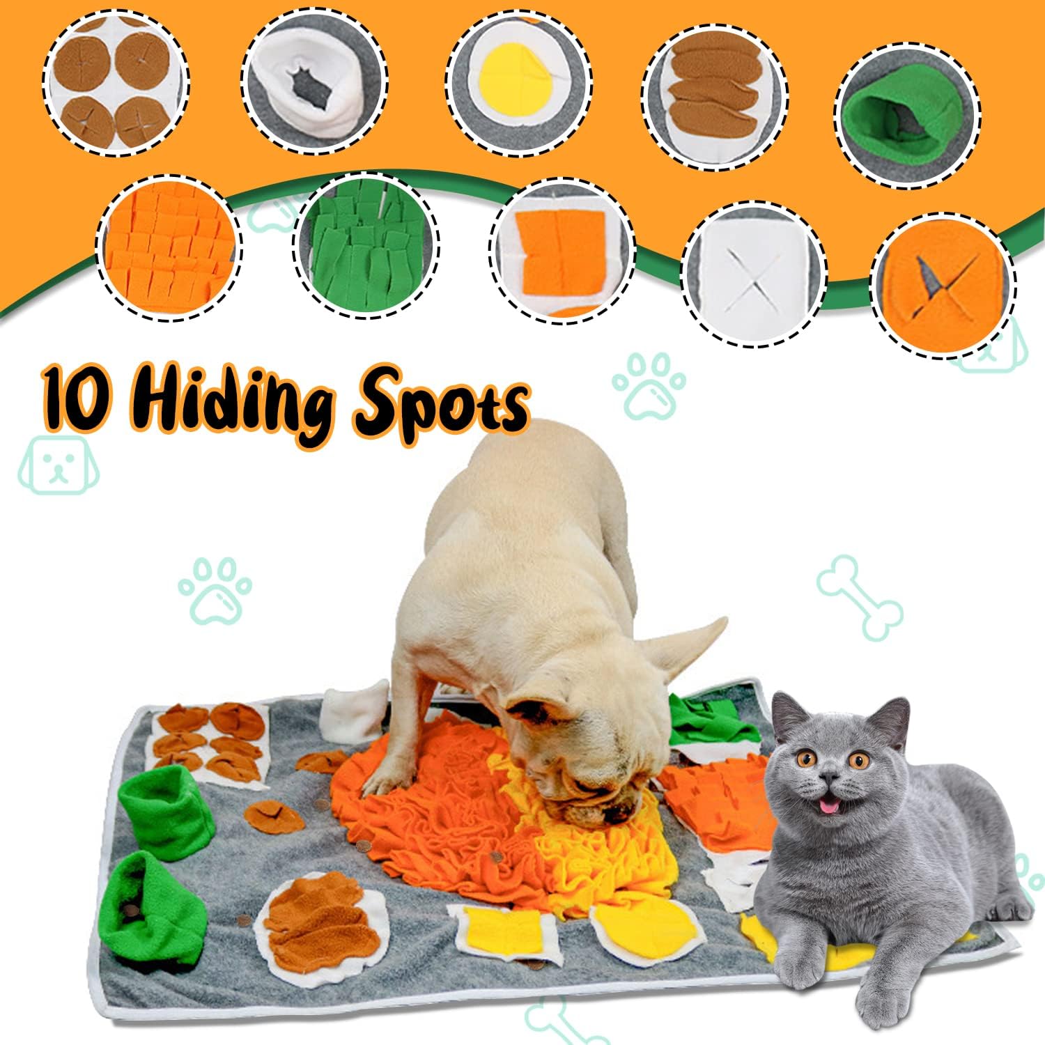 Snuffle Mat for Dogs, 31.5'' x 23.6'' Enrichment Dog Feeding Mat, Interactive Brain Game Toy for Boredom and Mental Stimulation, Slow Eating and Sniff Training for Dogs