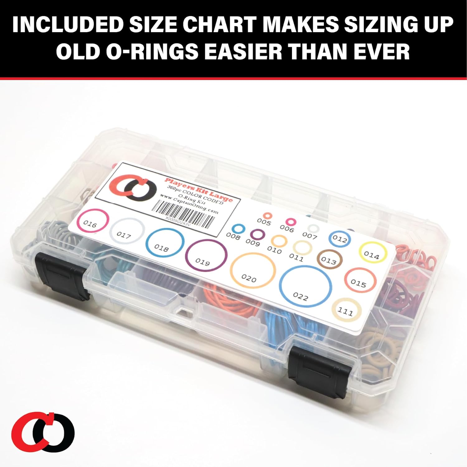 Captain O-Ring Players Kit Large Color Coded Master Paintball Oring Kit - 18 Sizes 360 Orings (Most Common o-Ring Sizes for Paintball Markers and Equipment)