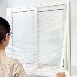 Thermovorhang für Fenster transparent selbstklebend,Kälteschutz Vorhang | 140x100cm Fensterisolierung PE Wärmeschutz Folie,Doppellagige Blasenfolie,hält Kälte und Zugluft fern,für wohnzimmer balkon