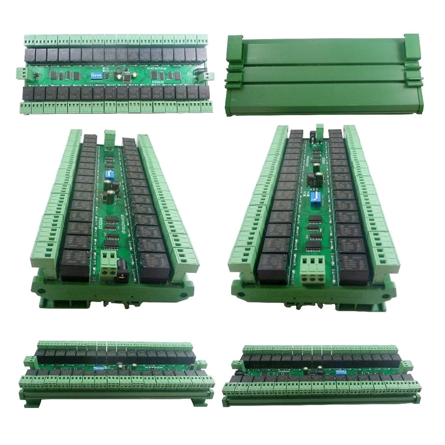 Relay Module PLC RS485 Relay Module Modbus 12V 24V 32 Channel DIN Rail RTU Protocol PLC Expansion Board(12V)
