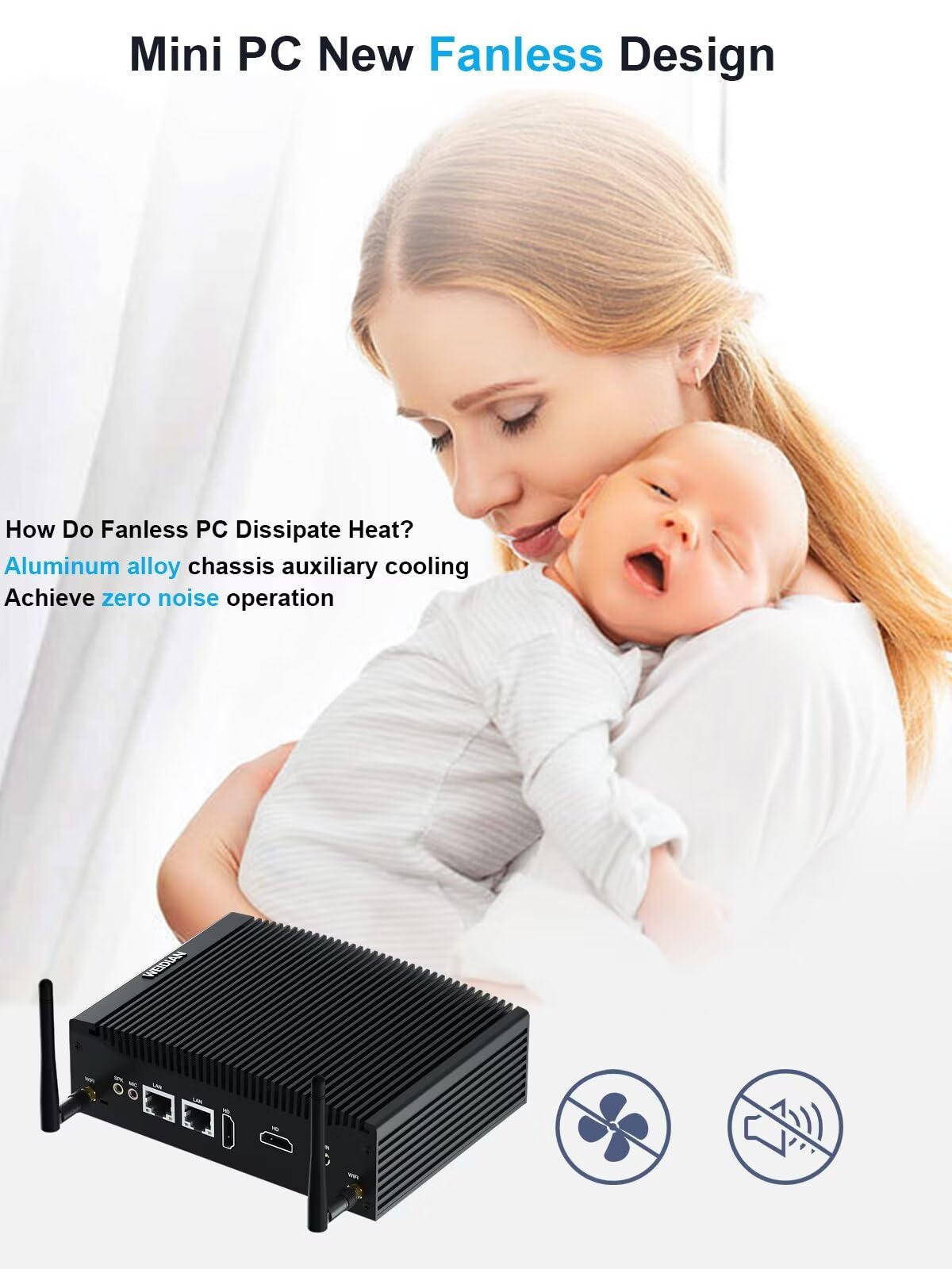 WEIDIAN Senza Ventola Industriale PC, Industriale PC Core i5 8350U, Mini Computer Win 11, Dual HD Display Output, 2RJ45 LAN, 8USB, 2RS232 COM, WiFi, BT, VESA, Linux (32GB RAM 512GB SSD 1TB HDD)