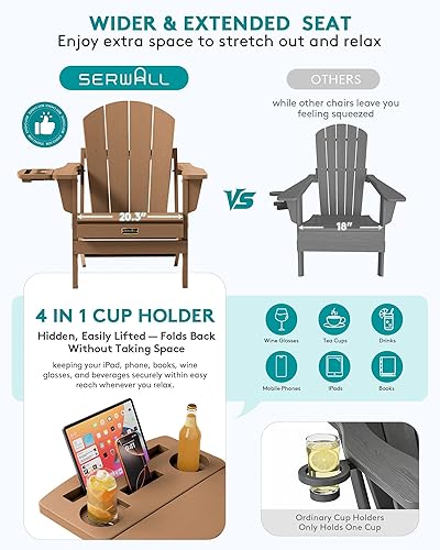 Miniatura 170 de SERWALL - Silla plegable Adirondack para patio, jardín, exterior, resistente a la intemperie, sillas para hoguera, color naranja