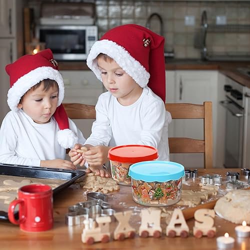 Miniatura 4 de Sliner 6 recipientes de galletas de Navidad, cubos de plástico para almacenamiento de galletas con tapas, recipientes de galletas de Papá Noel,