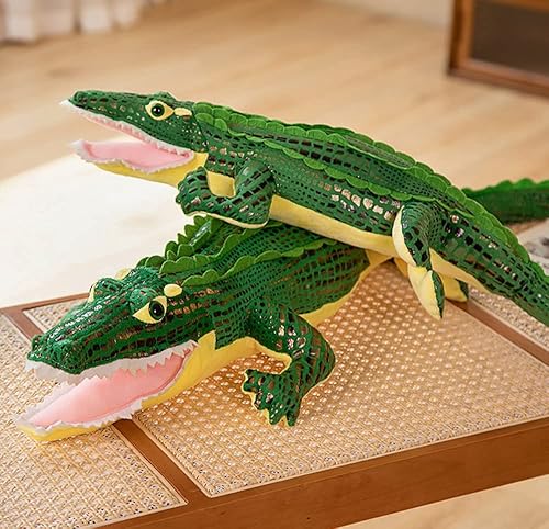 Miniatura 5 de GracesDawn Cocodrilo verde, juguete de peluche de cocodrilo, almohada, muñeca, juguete de peluche de cocodrilo (27.5 pulgadas de largo)