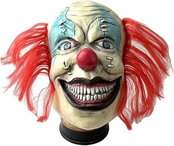 Scary Clown Mask,Halloween Killer Mask with Hair,Evil Joker Cosplay Masks,Horror Demon Headgear for Carnival Costume Party Masquerade