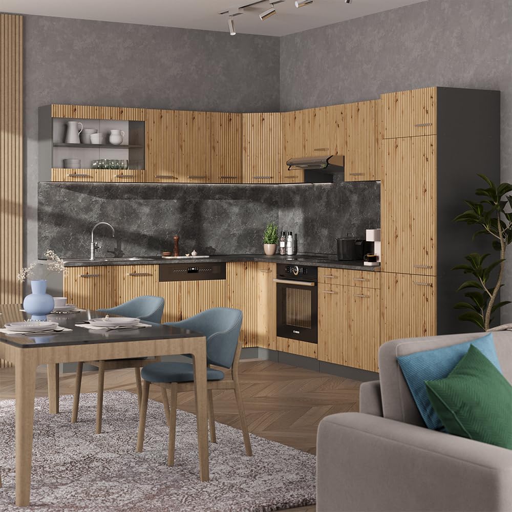 Vicco Frontale cucina R-Line, Rovere artigianale, 44.6 x 59 cm frontale del mobile per pensile, adatto per armadi da cucina R-Line per un montaggio semplice