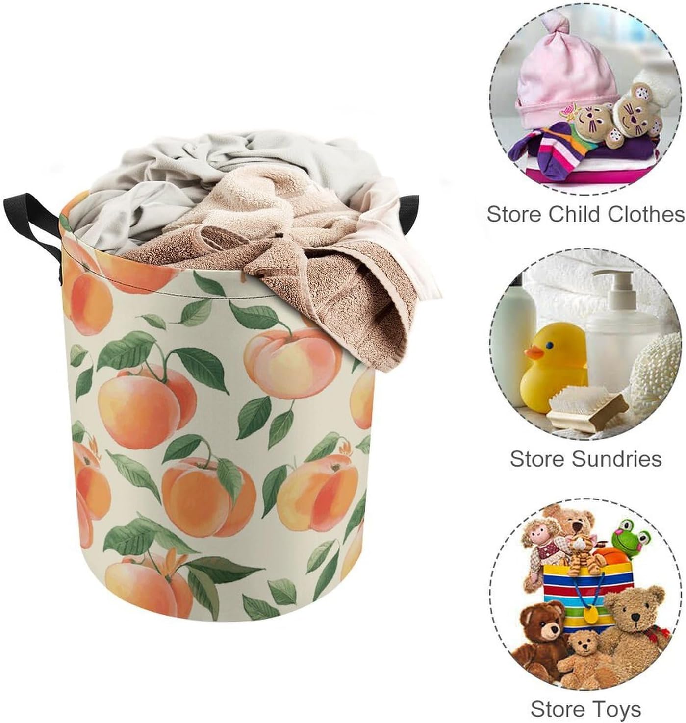 Peach Laundry Basket Collapsible Clothes Hamper with Reinforced Handles Large Capacity Waterproof Laundry Bag Freestanding Laundry Hamper for Bedroom Bathroom