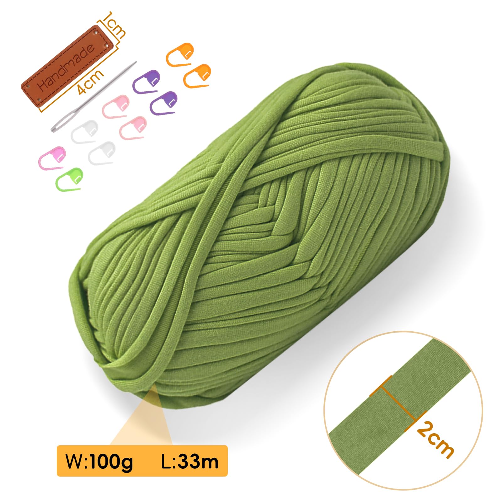 T Shirt Yarn for Crocheting 100gx2 Chunky Crochet Yarn Elastic Fabric Set, Ideal for DIY Bags Blankets - Image 2