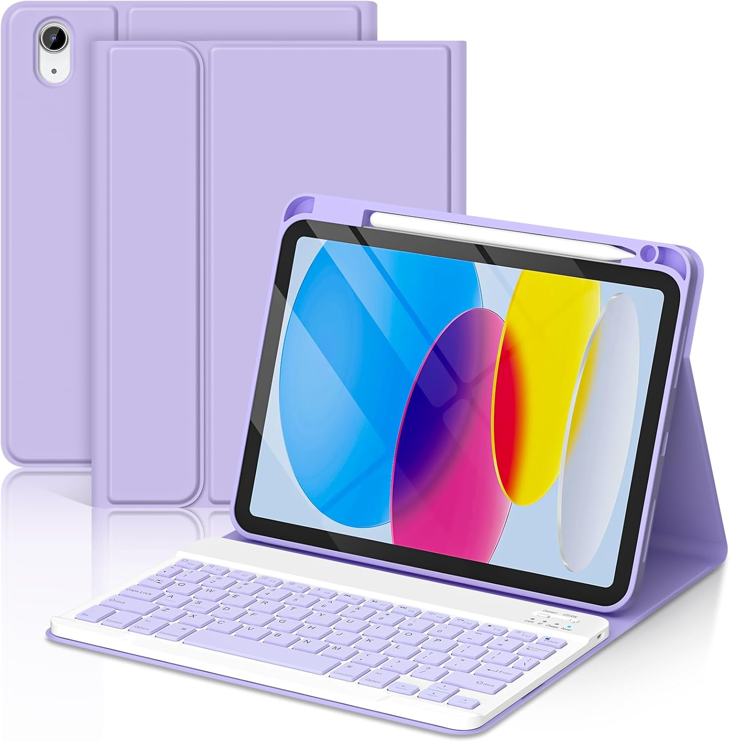 TaIYanG for iPad A16 11th 10th Generation Case with Keyboard- Detachable Bluetooth Keyboard Case with Pencil Holder,Thin & Light- Folio Cover for iPad 11 inch A16 2025 10th Gen 10.9 Inch 2022 (Purple)