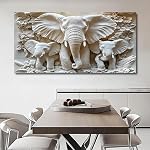 Canvas wall art Large Elephant Family - Living Room, Bedroom Home Decoration - Abstract Natural Animal Landscape Decoration Mural Printing -146x73cm