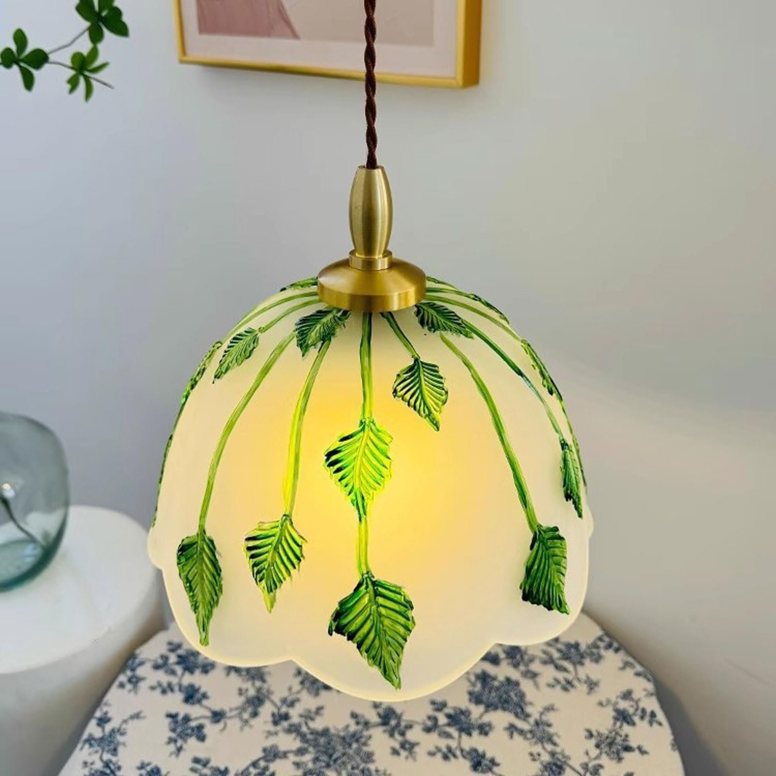 Lampada a sospensione moderna in vetro per comodino con paralume a forma floreale, lampada da sala da pranzo, lampadario sospeso per bar e studio, apparecchio di illuminazione per bancone bar.