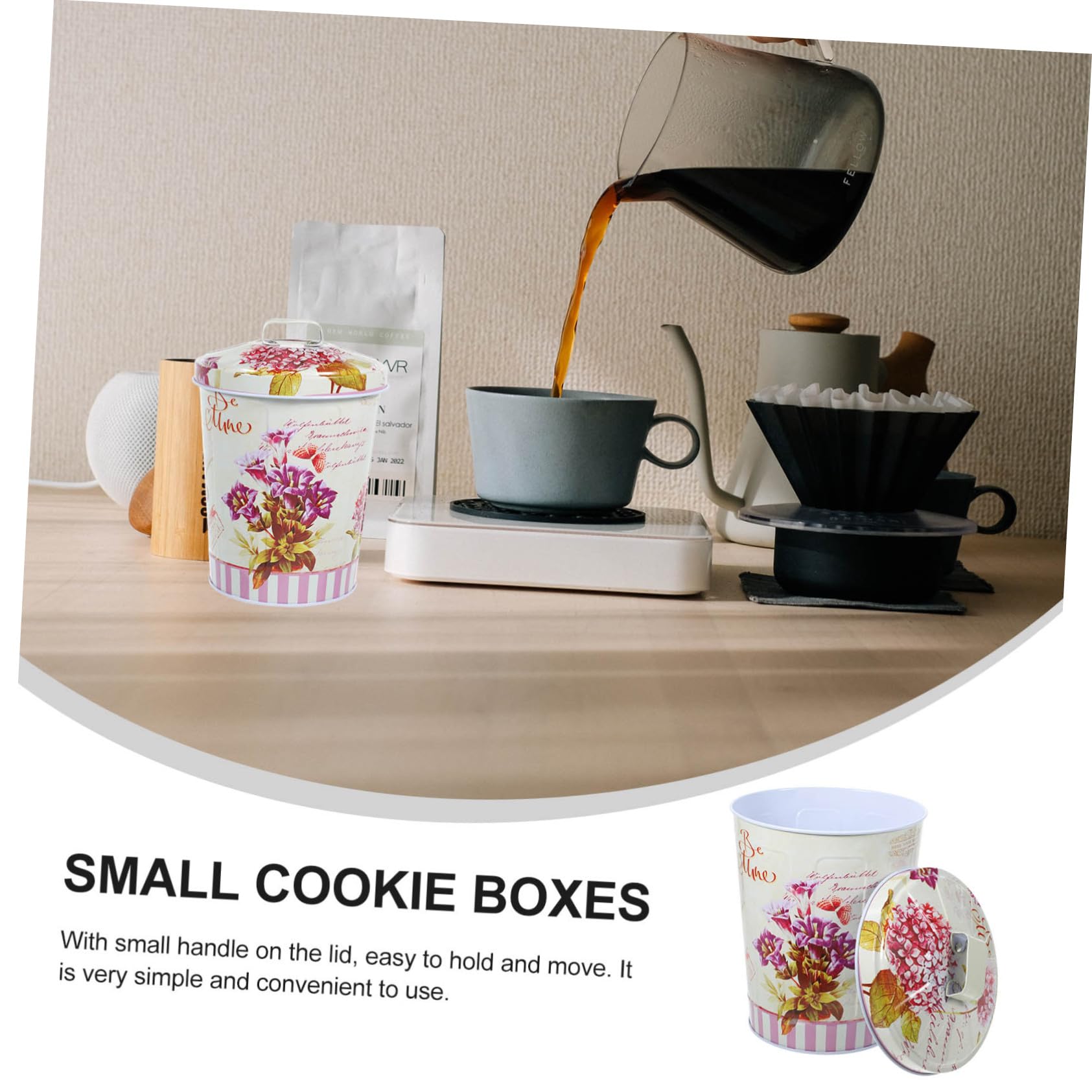Amazon.co.jp: DECORNIJIA 大容量のフラワーパターン缶 蓋付きお菓子