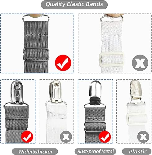 Miniatura 6 de Correas de sábanas, correas de sábanas fáciles de instalar, clips de sábana bajera, cierres de sábanas ajustables, di adiós a las sábanas Gris