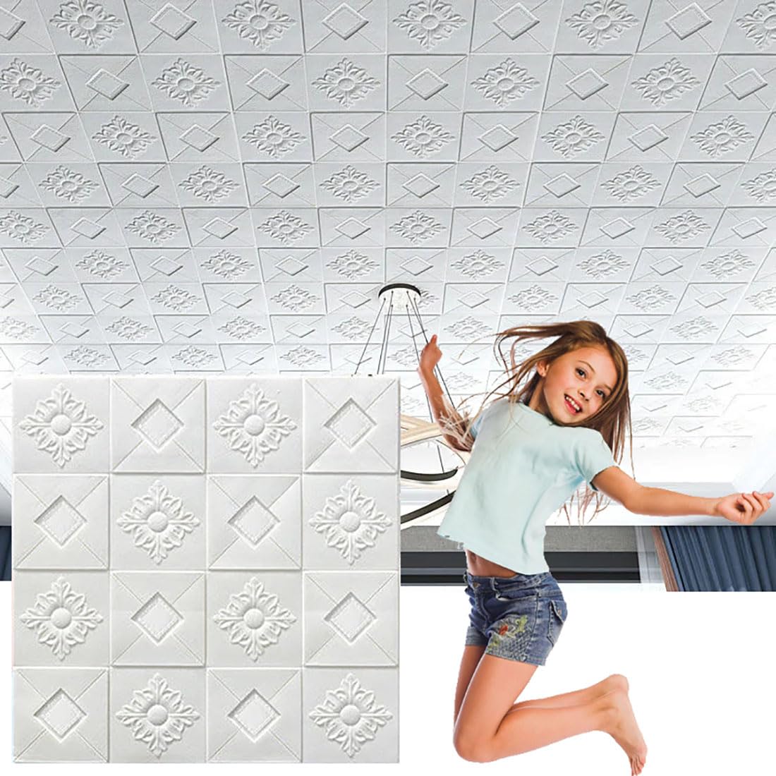 Papier peint floral 3D étanche revêtement mural anti-humidité