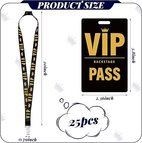 Miniatura 6 de 25 juegos de cordones VIP para tarjetas de pase VIP de plástico, cordones VIP, cordón negro de PVC, tarjetas VIP para detrás del escenario,