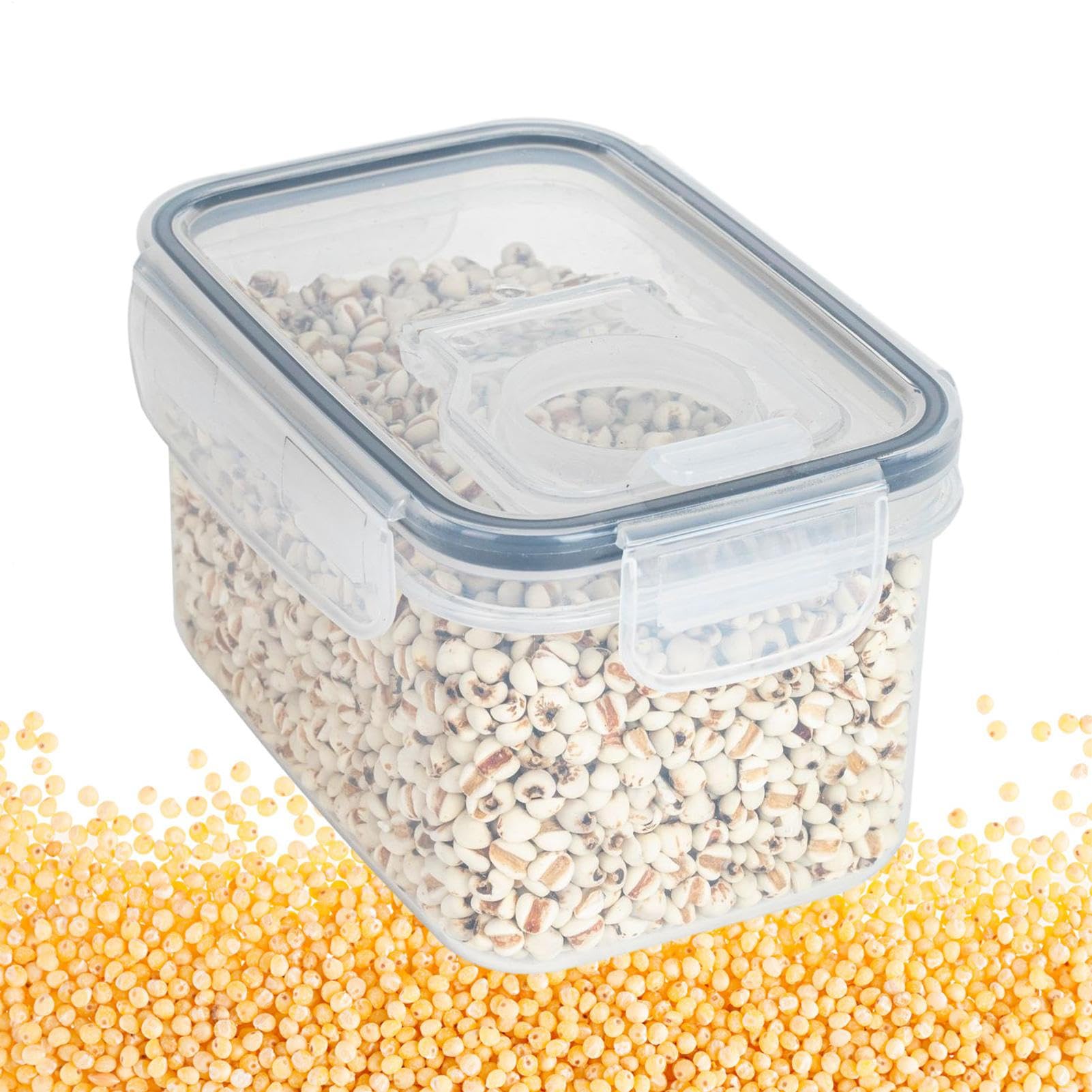 Grain Storage Container, Covered Airtight Canisters for Dry Food Organizer, Transparent Airtight Food Storage Containers for Sugar, Grains, Snacks, Rice, Nuts, Biscuits