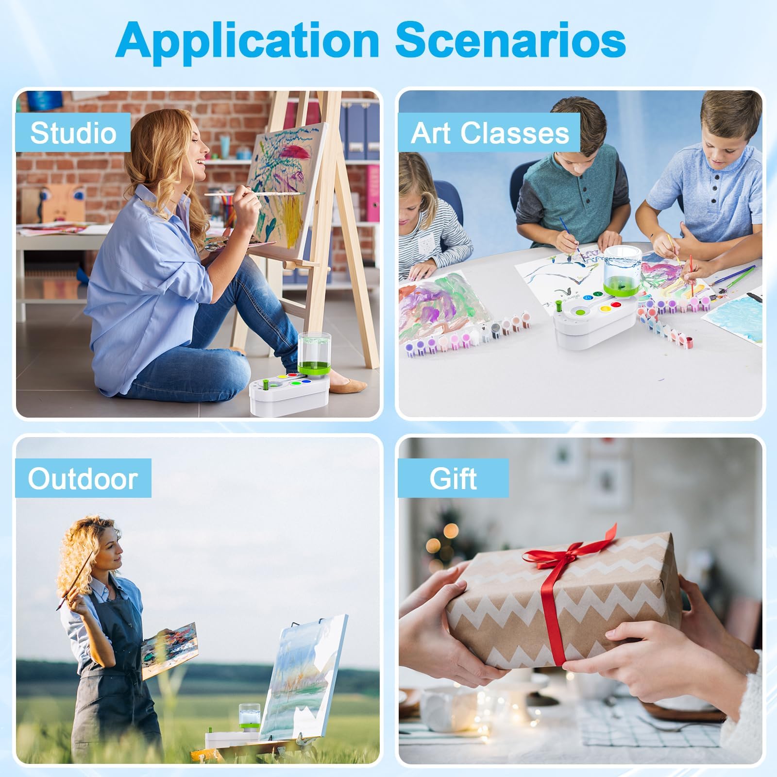 Rondella per Pennelli — Risciacquo del ciclo Spazzolonedell'acqua acrilica per pittura artistica, acrilico, acquerello, pastello, strumenti di pennellatura per pittura a base d'acqua (GREEN)