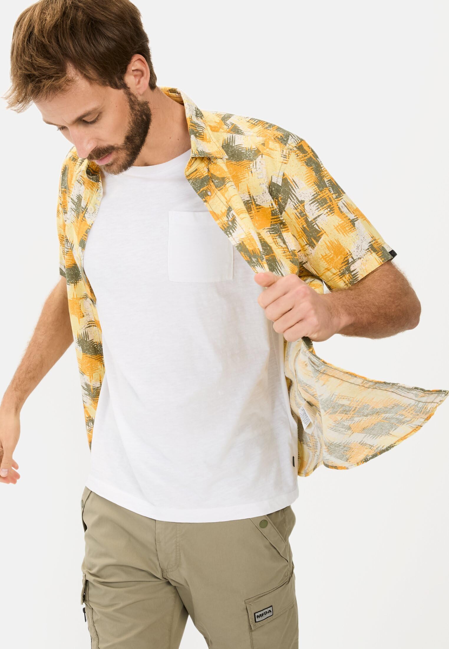 camel active Herren Kurzarmhemd mit Strukturmuster