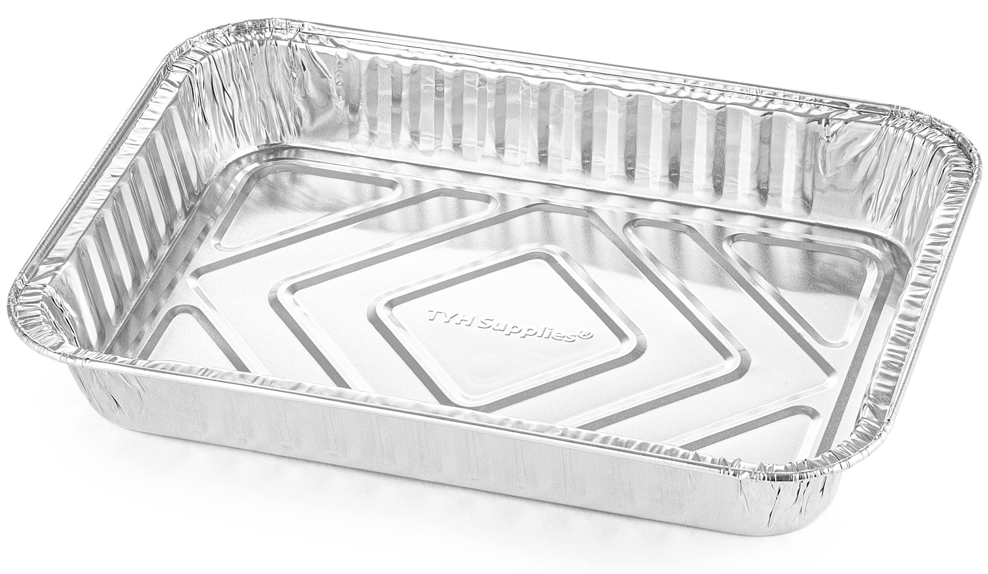 TYH Supplies Zestaw 30 małych jednorazowych 18 cm na 12,5 cm tacka do grillowania z folii aluminiowej, blaszane wkładki do patelni do zbierania tłuszczu, wymienne wkładki 19 cm x 12,5 cm opakowanie zbiorcze