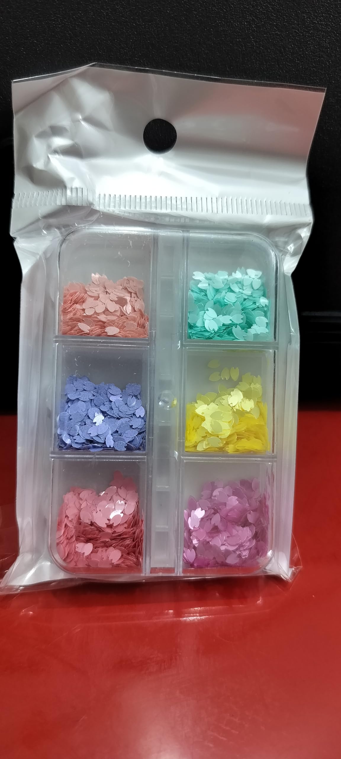 Craft Glitter Confetti Set, 6 Colors, Heart Shaped Sequins, Pastel Pink Blue Yellow Purple Mint-image-30