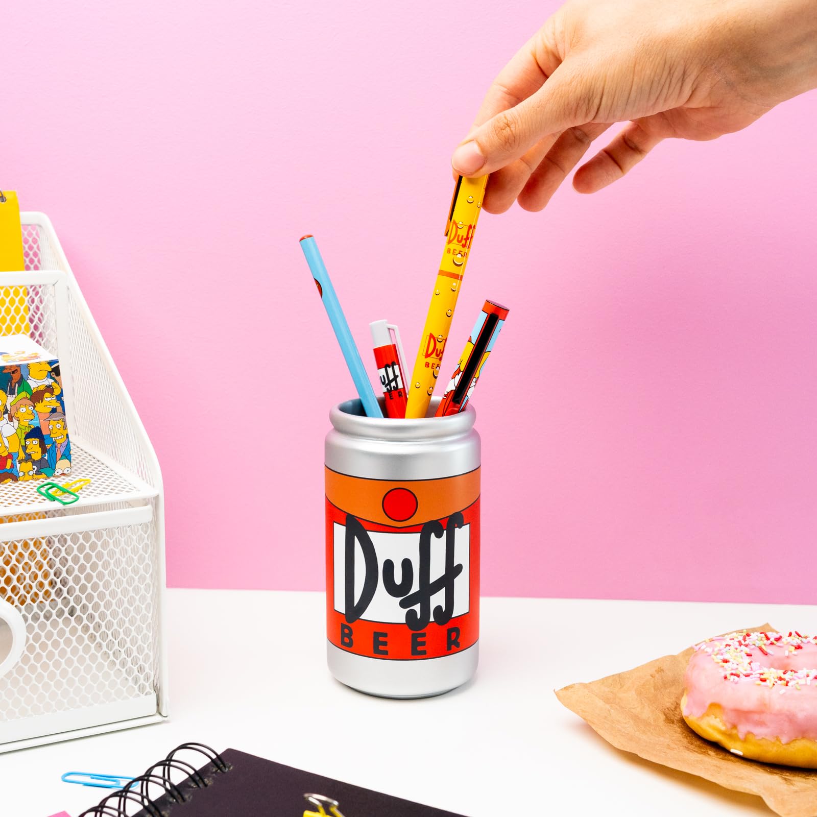Grupo Erik Pen Holder For Desk & Stationery Set - The Simpsons Gifts | Desk Accessories - Pencil Holder, 2 Pens, Pencil, Eraser, Sharpener | Duff Beer Gifts For Men & For Women - Image 4