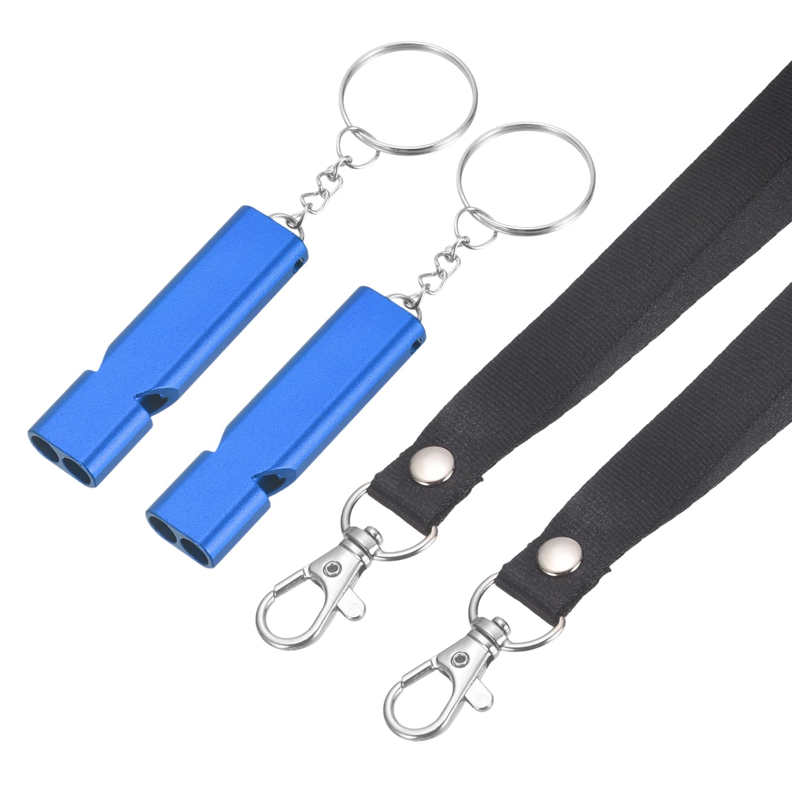 YELARXI Emergency Whistle, Aluminum Survival Whistles with Lanyard and Keychain Loud Safety Rescue Signaling, 2 Pcs & Blue- Fitting for (Outdoor Camping/Hiking/Sports Game)