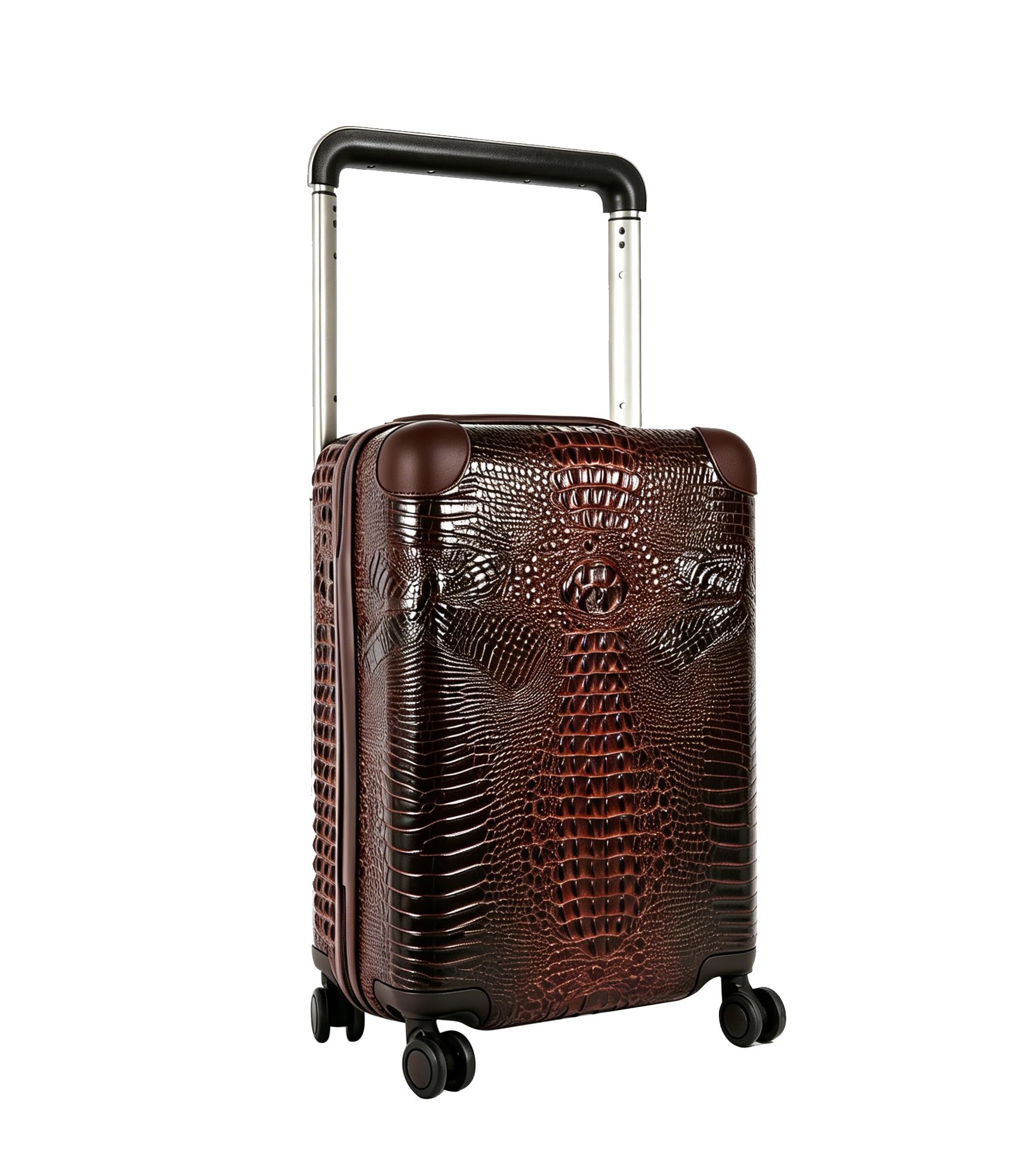 feilario Crocodile Pattern PU Hardside Carry On Luggage, Wide Handle