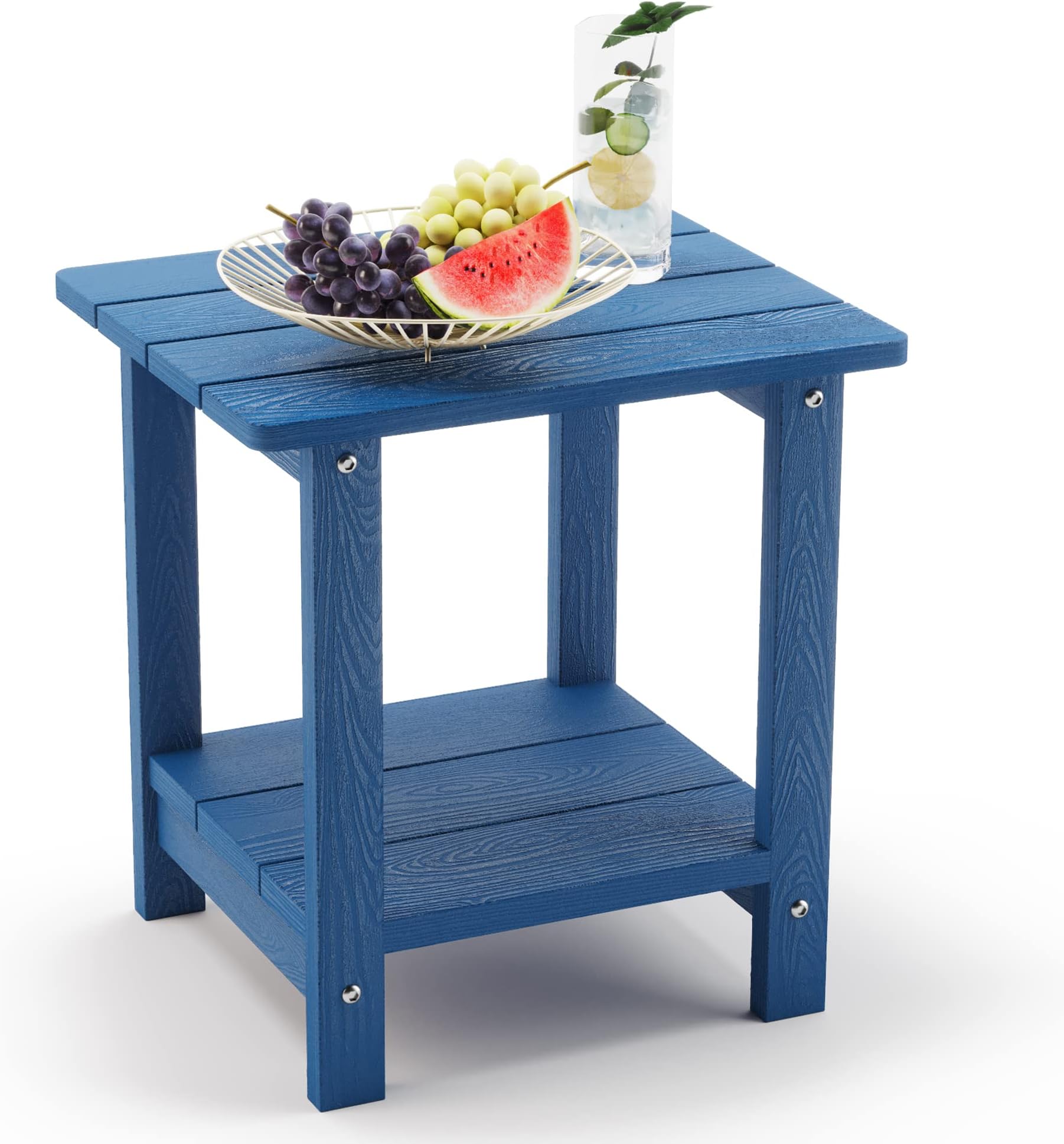 LUE BONAAdirondack Outdoor Side Table, 2-Tier Navy Blue Poly Patio End Table Weather Resistant, Morden Side Table for Patio, Pool, Porch