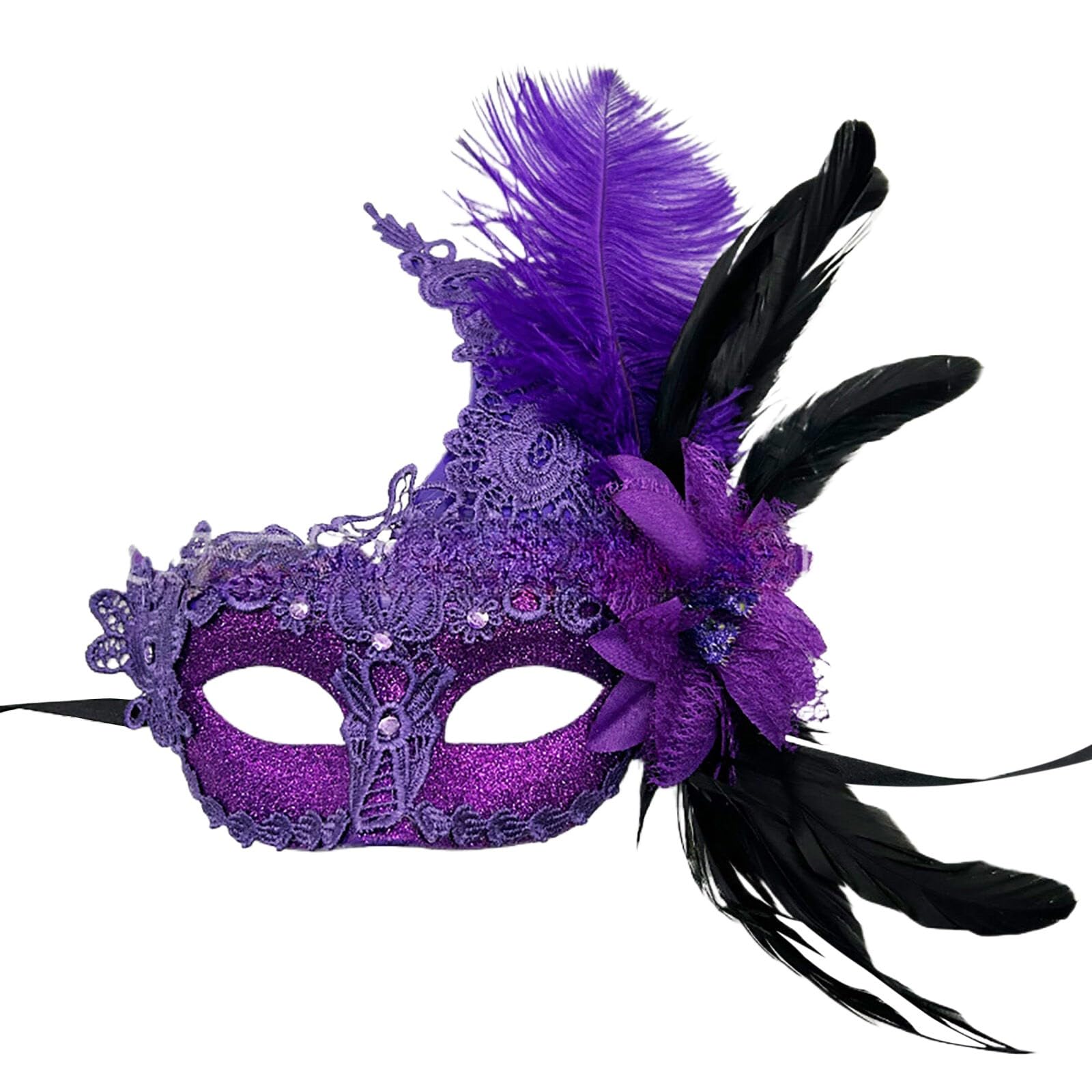 Venetian Mask Women's Masquerade Mask for Women Masquerade Ball Half Mask with Feathers Venetian Feather Mask Carnival Costume Elegant Carnival Masks Feathers Eye Mask Theme Party — image 1