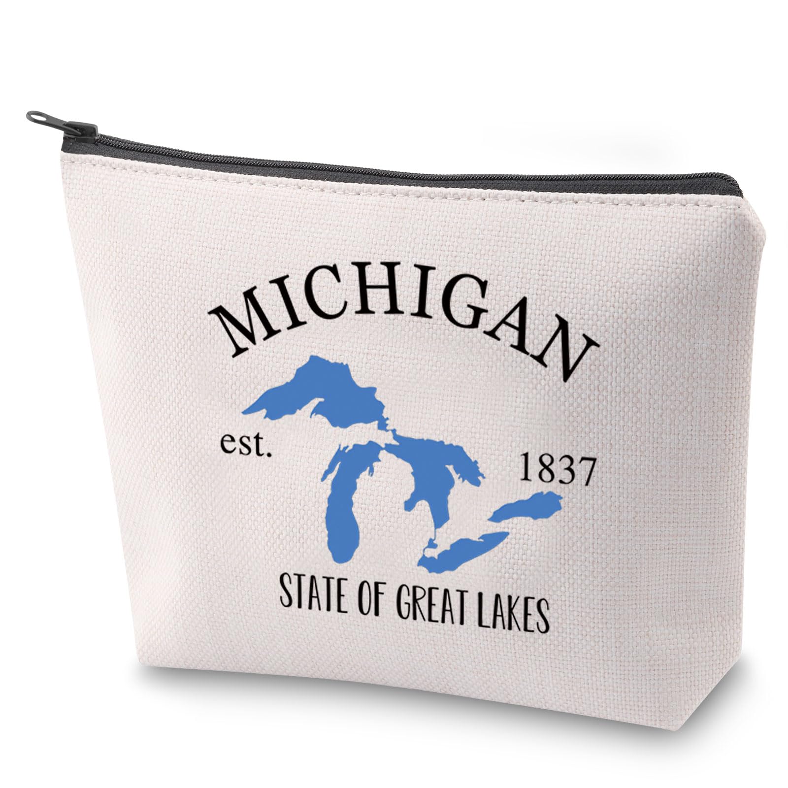 ZJXHPO Michigan State Themed Cosmetic Bag - Waterproof Polyester Makeup Travel Gift Bag - Michigan 1837