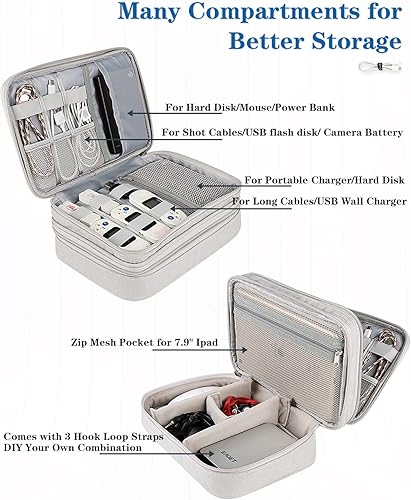 Miniatura 4 de Teskyer Caja organizadora de viaje para electrónica, bolsa de almacenamiento de accesorios electrónicos de doble capacidad, estuche organizador de