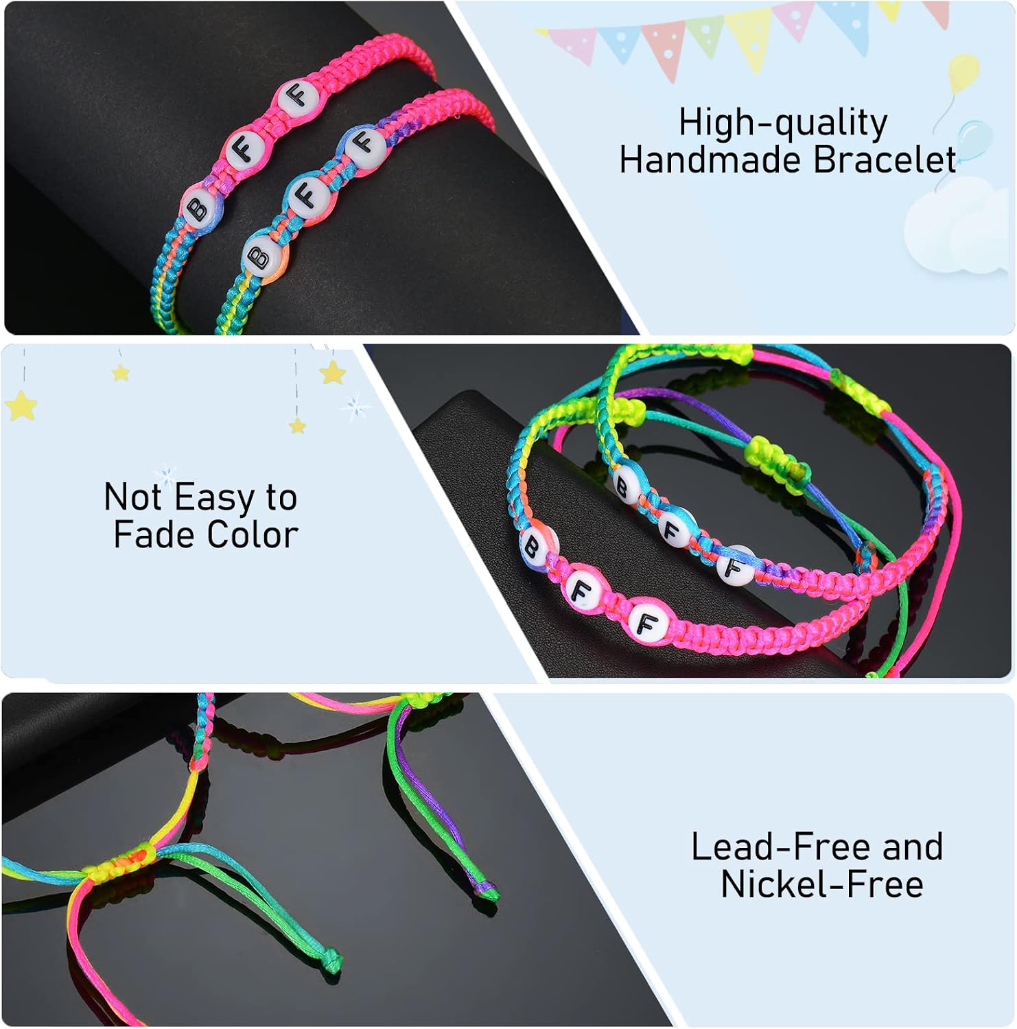 CaleesLLC Best Friend Bracelets Handmade Braided Rope Adjustable Friendship Bracelets Mutual Attraction Long Distance Inspirational Gift for Girls Couples Graduation Day Christmas Day
