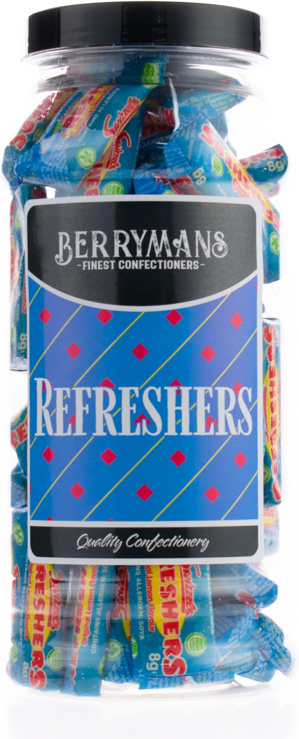 Original Swizzels Mini Refreshers Chews Retro Sweets Gift Jar by Berrymans Sweet Shop - Classic Sweets, Traditional Taste.