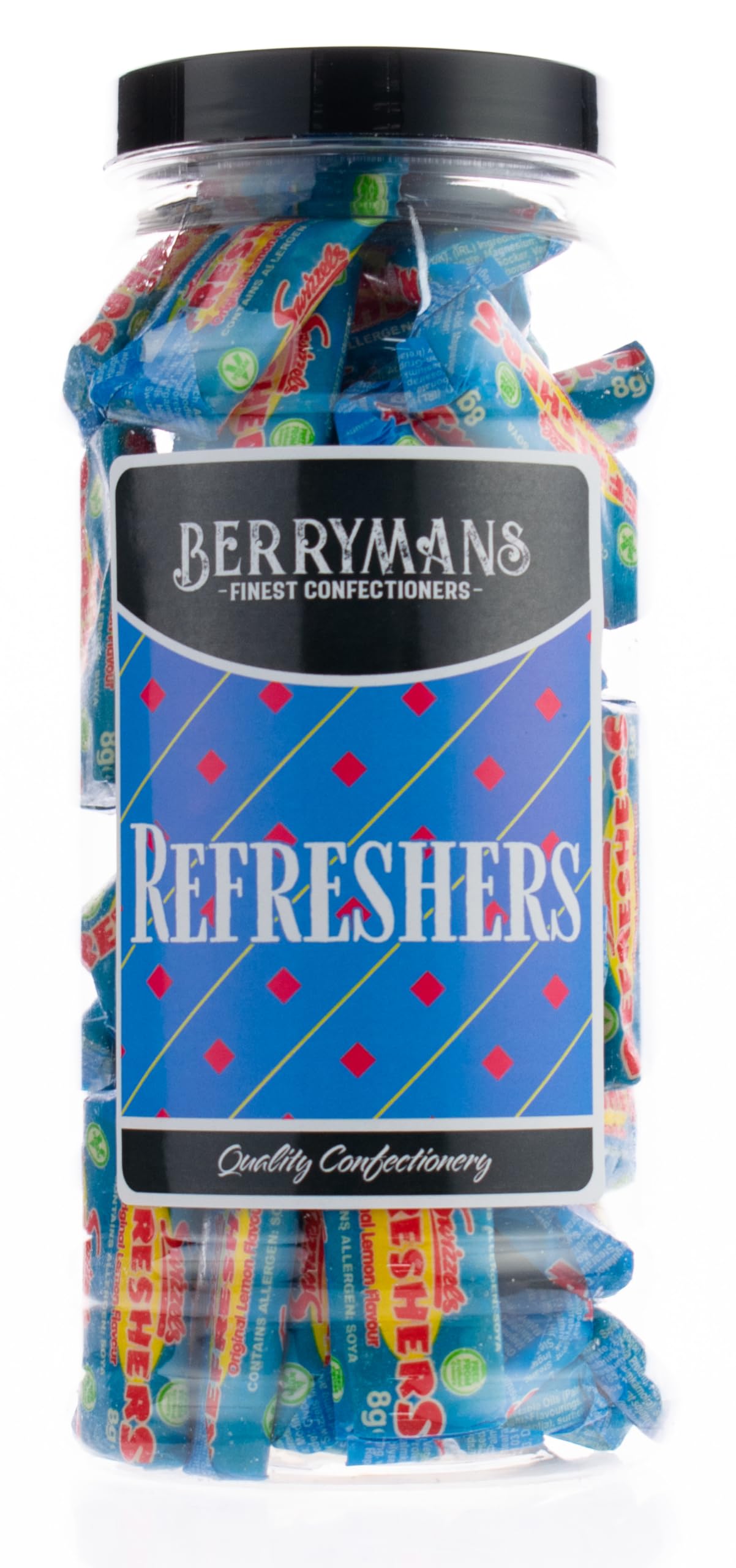 Original Swizzels Mini Refreshers Chews Retro Sweets Gift Jar by Berrymans Sweet Shop - Classic Sweets, Traditional Taste.