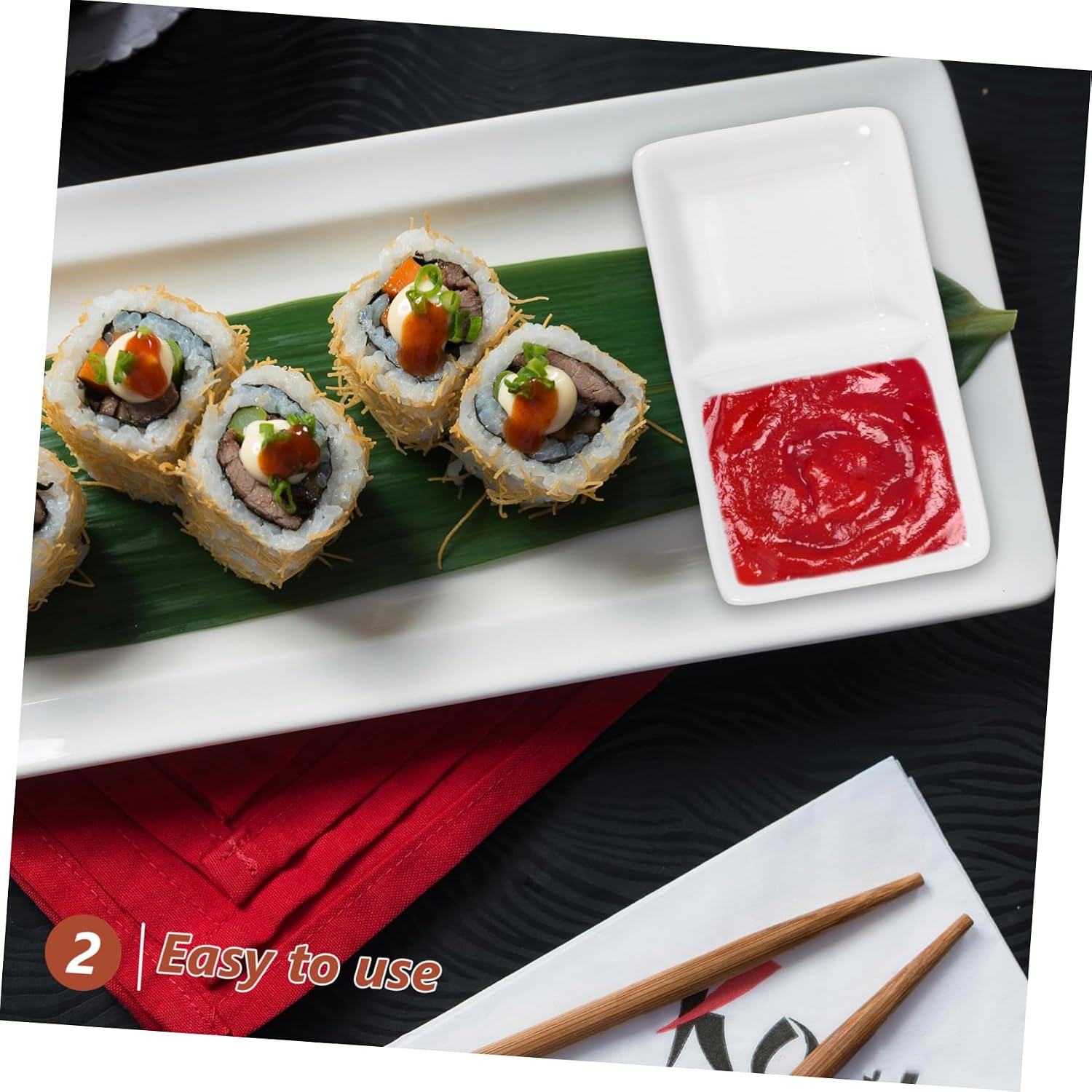 LIFKOME White Ceramic Appetizer Serving Tray with 2 Compartments