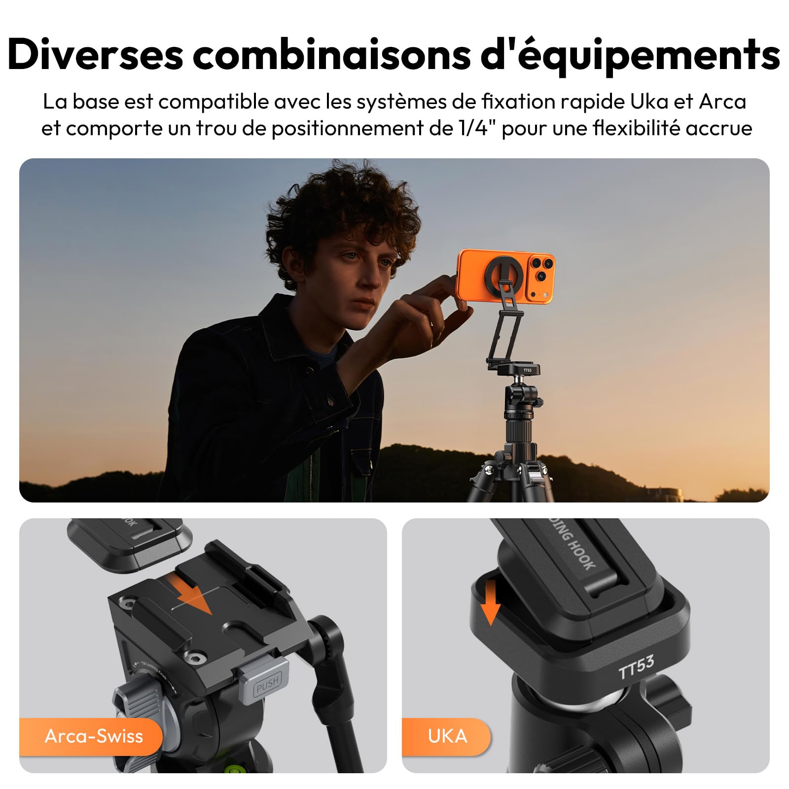 ULANZI SK29 Mini Trépied Magnétique Smartphone, Crochet Caché, Rotation à 360° Monture, Support Pliable Téléphone Portable pour MagSafe, Selfie Stick Tripod en Aluminium pour iPhone 17/16/15/14/13/12