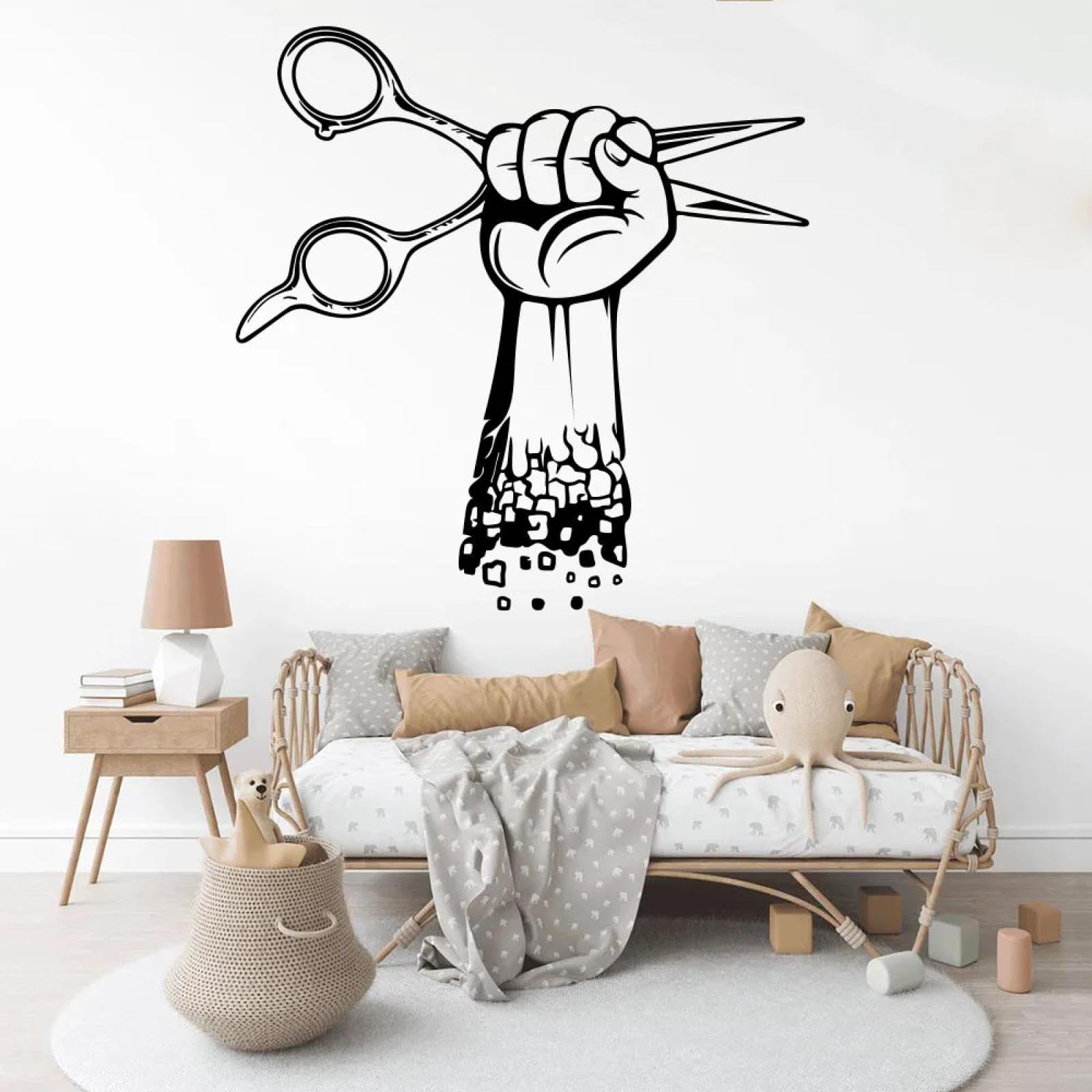 YOUOUSI Hairstylist Raising his arm wall Sticker, Beauty Salon/Hairdresser Studio wall Sticker, wall Art Decal.